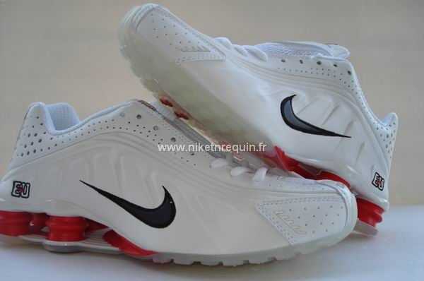 Chaussures Nike Shox R4 Blanc Rouge